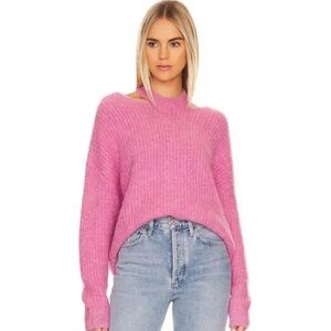 Revolve Pistola Pink Sweater With Neck Slit Top